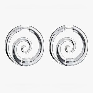 Gorgeous Neiman Marcus Silver Swirl Hoop Earrings